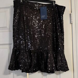 Crown & Ivy Black Sequin A-Line Skirt